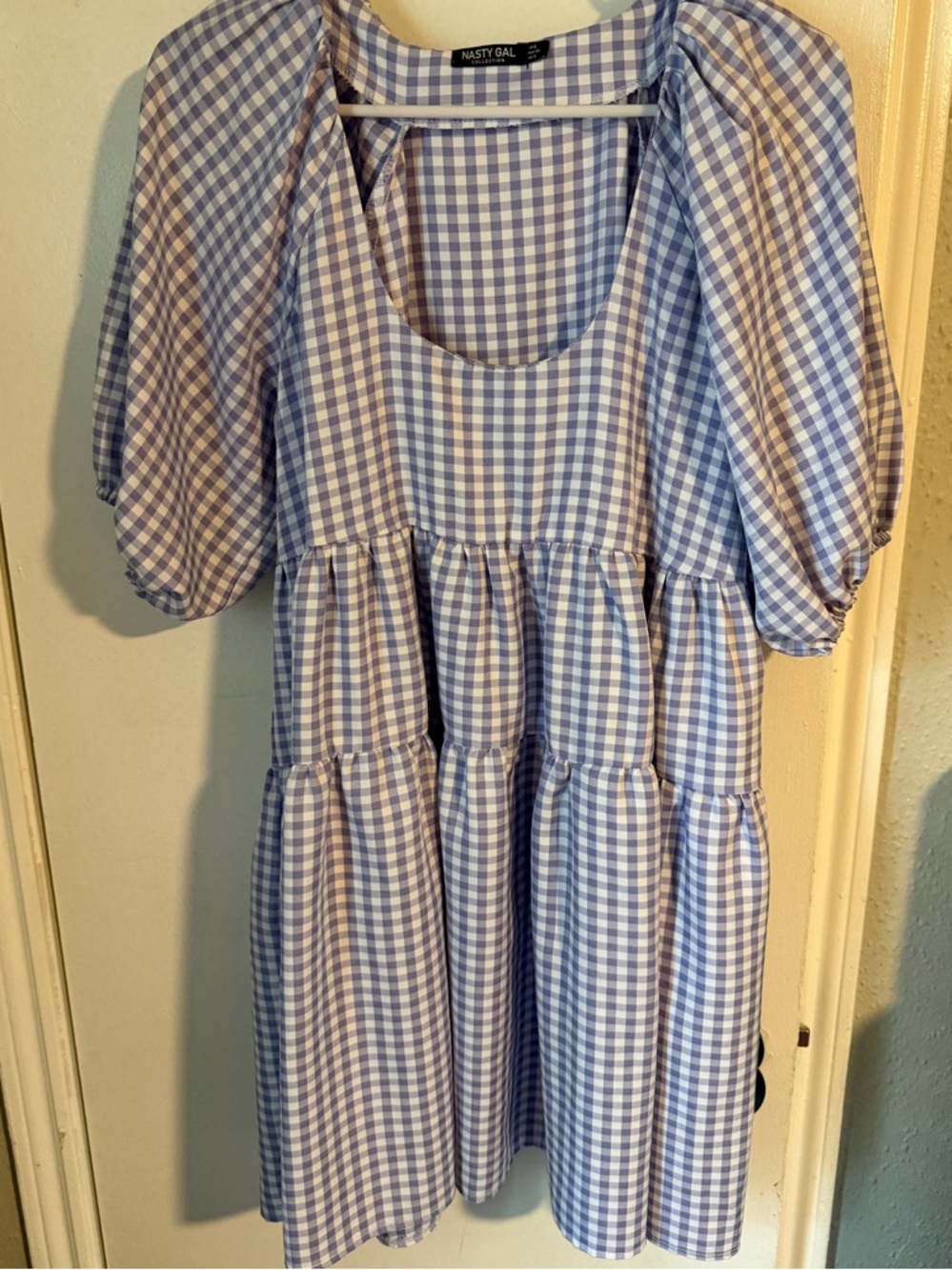 Nasty Gal Lilac Gingham Tiered Dress